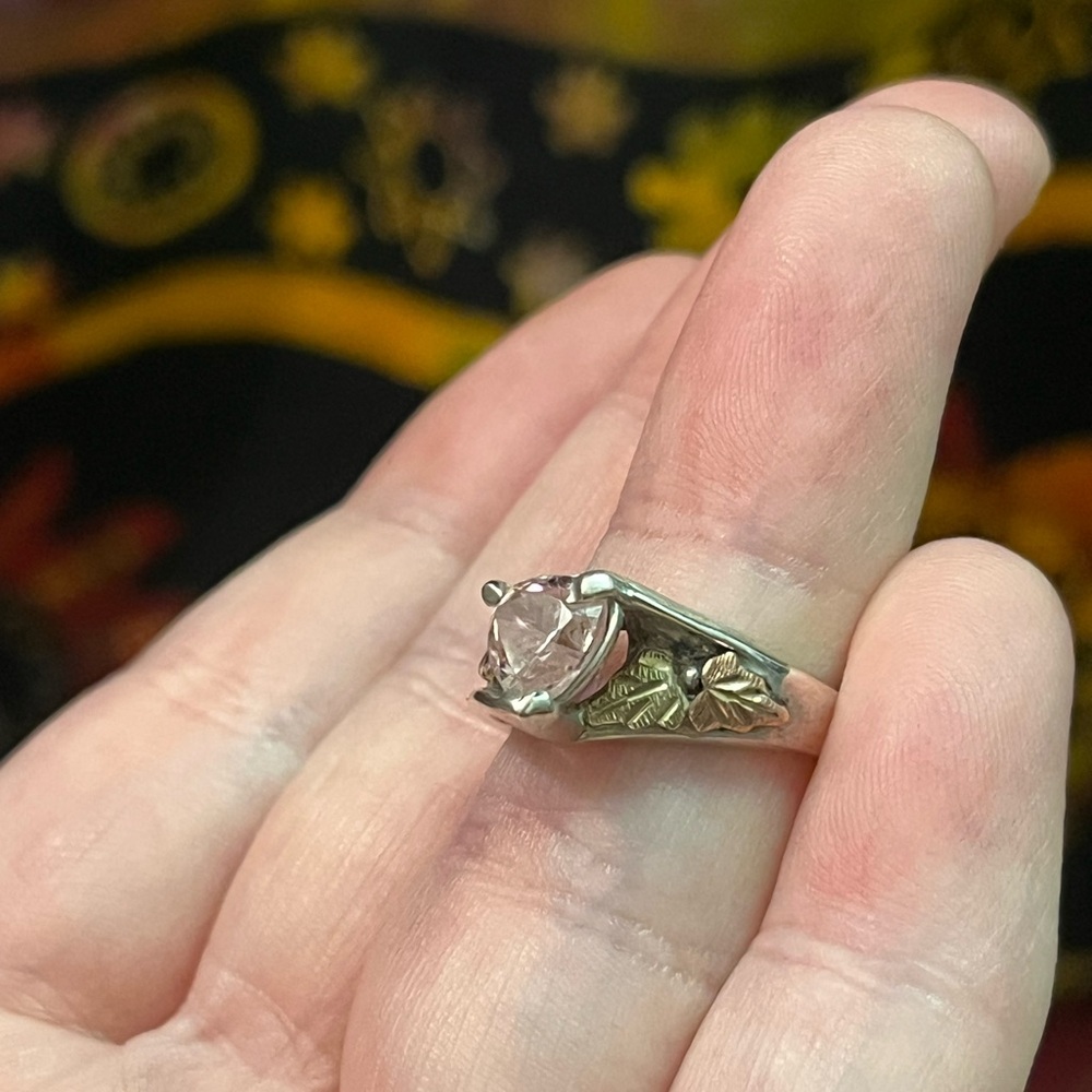 VTG Black Hills Pink Ice CZ Leaf Design 925 Sterling Silver Size 5 Ring - Picture 4 of 9